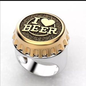 .925 Silver Unisex Beer Bottle Cap Ring 2 Sizes! Won’t turn / quality ring!